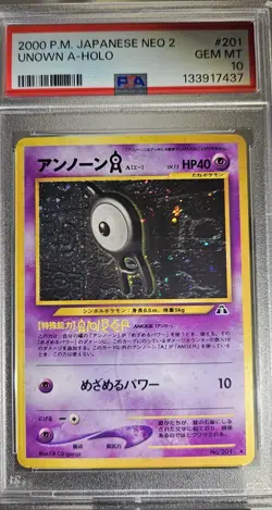 2000 Pokemon Japanese NEO-2 UNOWN A - HOLO # 201 PSA - 10 - Image 3