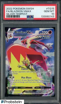 2022 Pokemon SWSH Silver Tempest #TG15 FA/ Blaziken VMAX PSA 10 - Image 1
