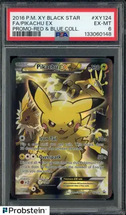 2016 Pokemon XY Black Star Promo Red Blue Collection #XY124 FA Pikachu EX PSA 6 - Image 1