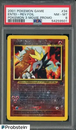 2001 Pokemon Game Pokemon 3 Movie Promo #34 Entei Reverse Foil PSA 8 NM-MT - Image 1