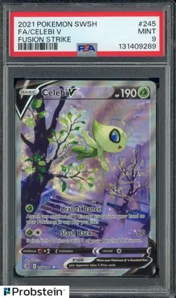 2021 Pokemon SWSH Fusion Strike #245 FA Celebi V PSA 9 MINT - Image 1