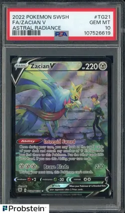 2022 Pokemon SWSH Astral Radiance #TG21 Full Art Zacian V PSA 10 GEM MINT - Image 1