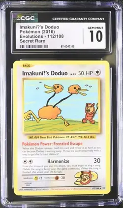 Pokemon ImakuniU's Doduo 2016 Evolutions 112/108 Secret Rare CGC 10 - Image 1