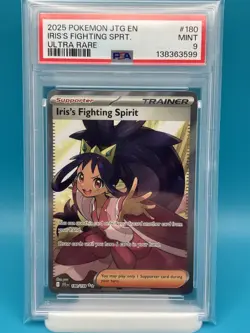 PSA 9 - 2025 POKEMON JTG EN-JOURNEY TOGETHER 180 IRIS'S FIGHTING SPIRIT ULTRA RA - Image 1