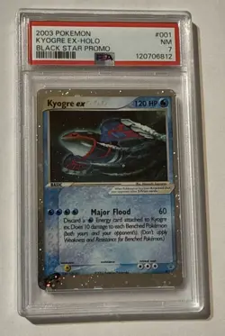 2003 Pokemon #001 Kyogre EX-Holo Black Star Promo PSA 7 NM - Image 1