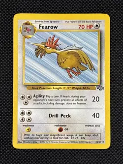 Fearow Pokemon Card 70 HP Agility Drill Peck 34/64 Jungle Set 1999 TCG - Image 1
