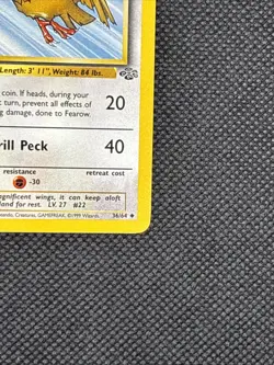 Fearow Pokemon Card 70 HP Agility Drill Peck 34/64 Jungle Set 1999 TCG - Image 4