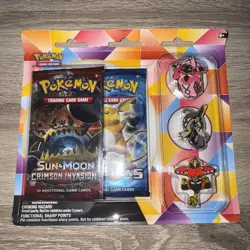 Pokemon XY Evolutions & Sun Moon Crimson Invasion Booster Packs Blister Pin Set - Image 1