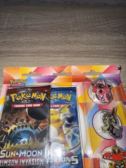 Pokemon XY Evolutions & Sun Moon Crimson Invasion Booster Packs Blister Pin Set - Image 5