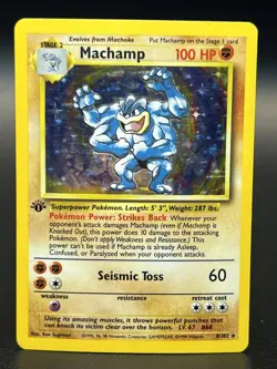 Machamp 08/102 1st Edition Holo Rare Base Set WOTC Pokemon TCG - LP/MP - Image 1