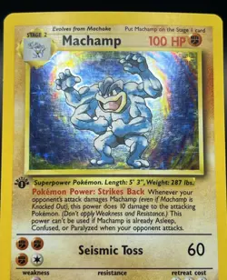 Machamp 08/102 1st Edition Holo Rare Base Set WOTC Pokemon TCG - LP/MP - Image 2