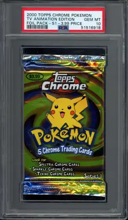 2000 Topps Chrome Pokemon TV Animation Edition Series 1 Foil Pack PSA 10 - Image 1