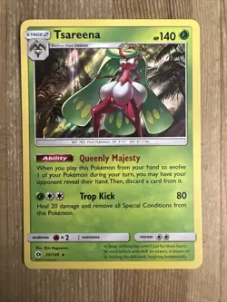 Tsareena - 20/149 - Holo Rare LP, English Pokemon Sun & Moon Base Set - Image 1