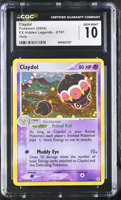 CGC 10 GEM MINT Claydol 2004 EX Hidden Legends 2/101 Holo Pokemon Card - Image 1