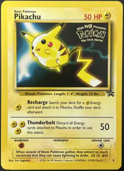 Pikachu 4/53 Black Star Rare Promo WOTC Pokemon Card LP - Image 1