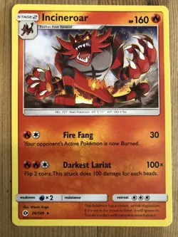 Incineroar 26/149 Sun & Moon Base Set Pokemon Card TCG NM - Image 1