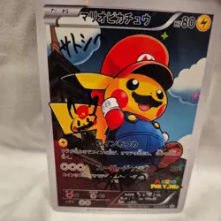 Pokemon Inspired Pikachu Mario Holo Japanese Fan Art Card - Image 2