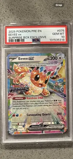 Eevee 075/131 PSA 10 Prismatic Evolutions Stamped Promo Card PSA Slab - Image 1