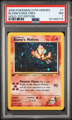 Blaine's Moltres Holo 1st Edition PSA 7 2000 Pokemon Gym Heroes #1 - Image 1