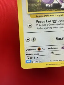 Lt. Surge's Rattata 015/034 CLB NM Trading Card Game Classic Holo Pokemon #731 - Image 4