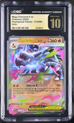 Pokemon 2025 Mega Charizard X ex Holo Phantasmal Flames #013 CGC PRISTINE 10 - Image 1