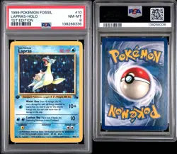 Pokemon 1999 Lapras 10/62 Fossil 1st Edition Rare Holo PSA 8 - Image 3