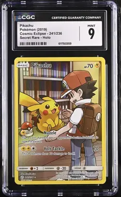 Pokemon Pikachu (2019) Cosmic Eclipse 241/236 Secret Rare Holo CGC 9 - Image 1