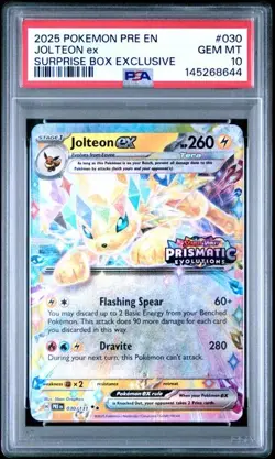Pokemon Prismatic Evolutions Jolteon ex 030/131 Surprise Box Stamped PSA 10 - Image 1