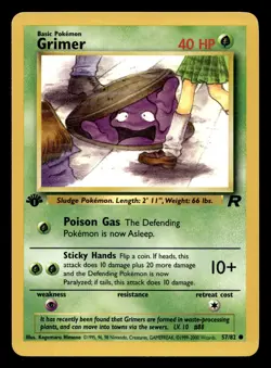 Grimer 57/82 Common Team Rocket 1st Edition WOTC Pokemon NM - Image 1