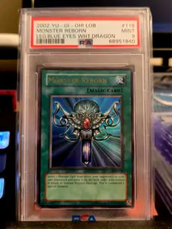 2002 Yu-Gi-Oh! Monster Reborn LOB-118 PSA 9 MINT - Image 1