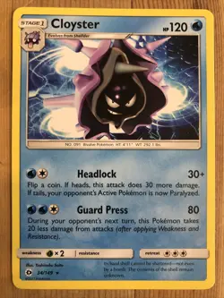 POKEMON CARD - Cloyster 34/149 - Rare - Sun & Moon - NM - Image 1