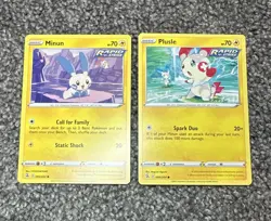 Plusle #89 and Minun #90 Fusion Strike Pokemon Cards - Image 1