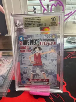 BGS 10 PRISTINE One Piece Card Monkey.D.Luffy US College Basketball Voyage Promo - Image 1