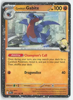 Cynthia's Gabite (Cosmos Holo) Common Miscellaneous Cards & Products 103/182 NM - Image 1