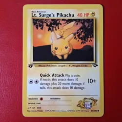 Lt. Surge's Pikachu 84/132 Gym Challenge Regular First Edition Wotc Pokemon Card - Image 1