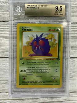 1999 Pokemon Jungle 1st Edition #63 Venonat BGS 9.5 Gem Mint - Image 1