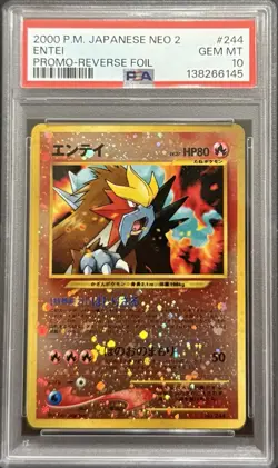 2000 PSA 10 POKEMON JAPANESE NEO 2 PROMO REVERSE HOLO ENTEI #244 🔥 - Image 1