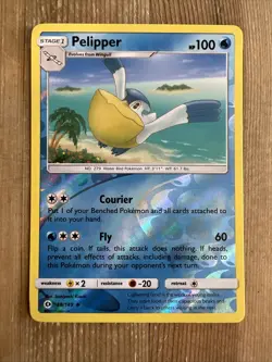 Pokemon TCG Pelipper Sun & Moon Base Set 38/149 Reverse Holo Uncommon VLP - Image 1