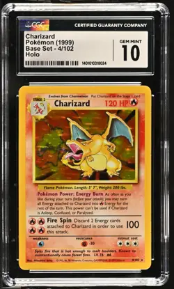 1999 Pokemon Base Set Charizard Holo #4 CGC 10 - Image 1