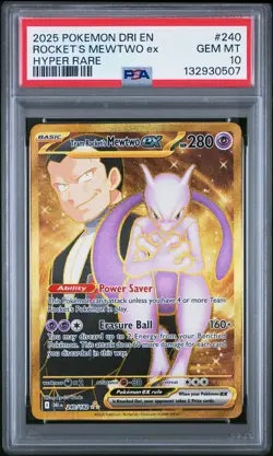 2025 POKEMON DRI EN-DESTINED RIVALS HYPER RARE TEAM ROCKET'S MEWTWO EX PSA 10 - Image 1