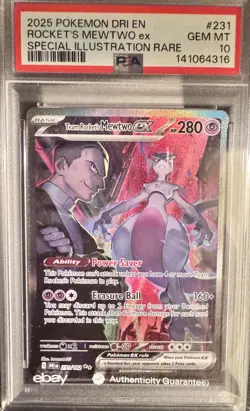 2025 POKEMON DRI EN-DESTINED RIVALS #231 TEAM ROCKET'S MEWTWO EX PSA 10 - Image 2