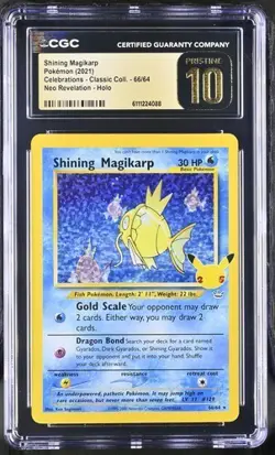Pokemon 2021 Shining Magikarp Holo Celebrations-Class. Coll. #66 CGC PRISTINE 10 - Image 1