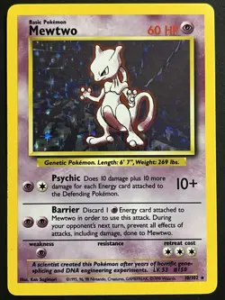 Pokemon TCG Mewtwo Base Set 10/102 Holo Unlimited Holo Rare - LP-NM - Image 1
