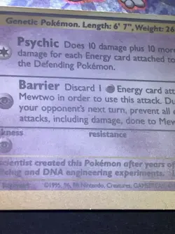Pokemon TCG Mewtwo Base Set 10/102 Holo Unlimited Holo Rare - LP-NM - Image 5