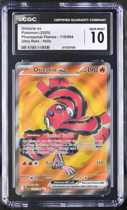 Pokemon 2025 Oricorio ex UR-Holo Phantasmal Flames # 110 CGC 10 - Image 1