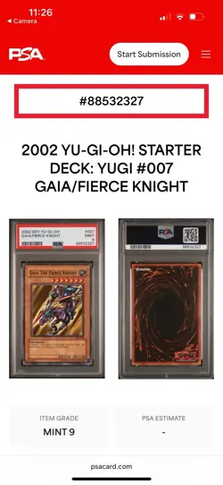 2002 Yu-Gi-Oh! Gaia The Fierce Knight SDY-007 PSA 9 - POP 8 - Image 3