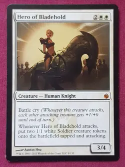 Magic The Gathering MIRRODIN BESIEGED HERO OF BLADEHOLD white card MTG - Image 1