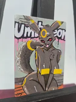 MTG Swamp Umbreon Waifu Alter Custom Hand Painted By BAZAYO 18+ - Image 3