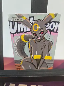 MTG Swamp Umbreon Waifu Alter Custom Hand Painted By BAZAYO 18+ - Image 4
