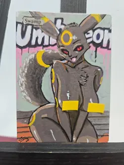 MTG Swamp Umbreon Waifu Alter Custom Hand Painted By BAZAYO 18+ - Image 5